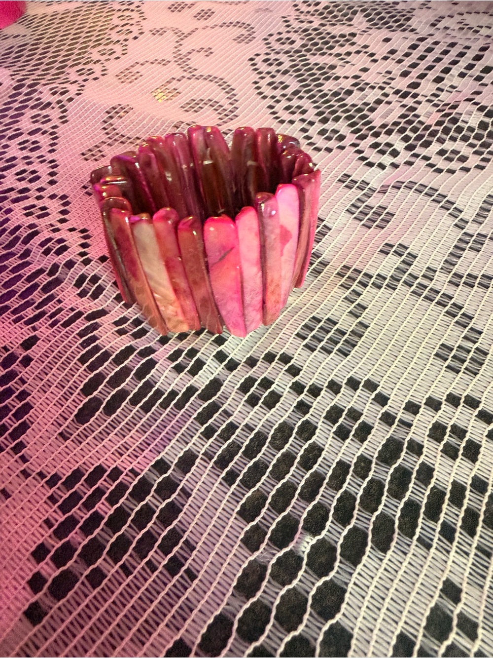 Handmade Pink Shell Stretch Bracelet